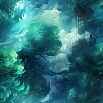 Abstract blue and green clouds on a dark background (tiled)