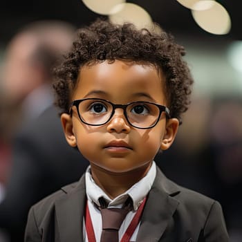 Stylish boy in glasses with bold colorism attire