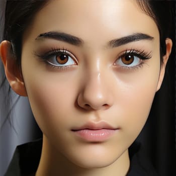 Asian-inspired eyes with tight lashes and black makeup