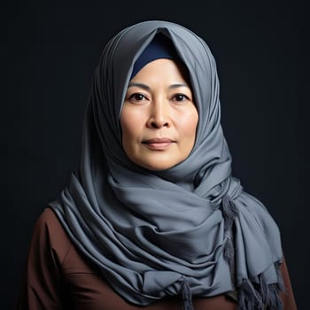 Stylish woman in hijab with a dark and gray aesthetic