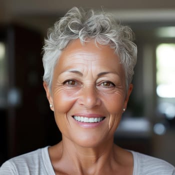 Elderly woman with fine line details and voluminous mass