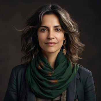 Photorealistic portraits with a focus on green scarfs