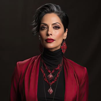 Models in designer outfits with vibrant and modern elements