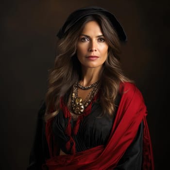Women in European attire with intense lighting and artistic elements
