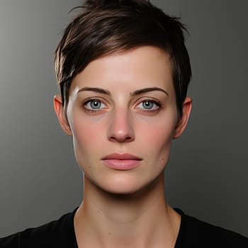 Lifelike representation of a woman with green eyes