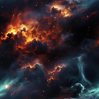 Orange and blue nebula space background with a heavenly vibe (tiled)