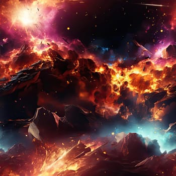 Space fire HD background with spiritual landscape (tiled)