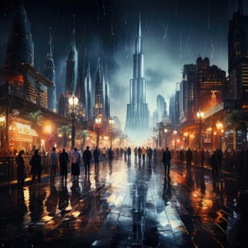 Abstract image of a futuristic city with atmospheric details