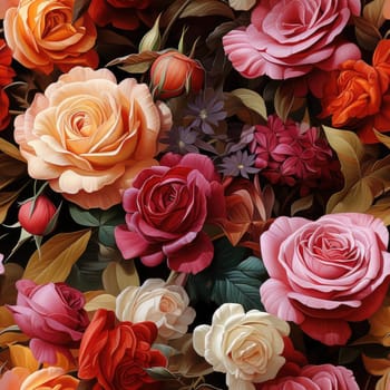 Hyperrealistic illustration of a beautiful floral pattern with roses (tiled)