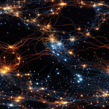 Brain-like projections in a white and orange star field (tiled)