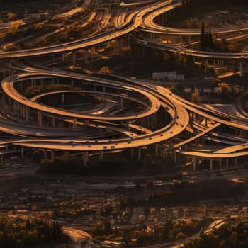City highways with spirals and curves in light orange and dark gray (tiled)