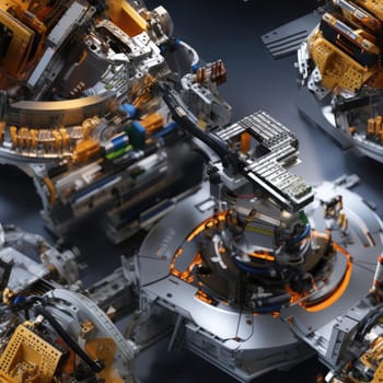 Machine with rotating parts and modular construction (tiled)