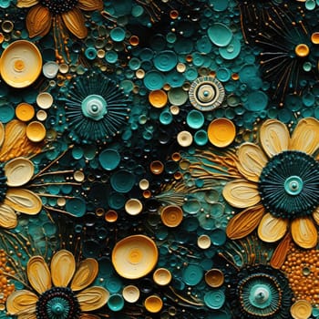 Abstract floral art creation with boldly textured surfaces and decorative motifs (tiled)