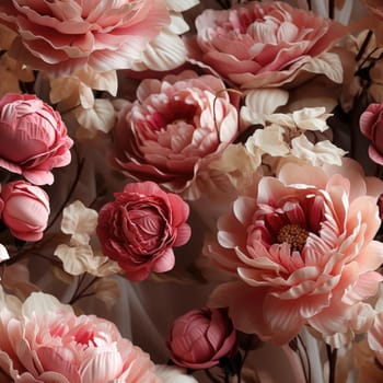 Luxurious pink flowers on a brown cloth (tiled)