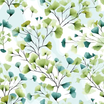 Exquisite background of ginkgo leaves with blues and greens (tiled)