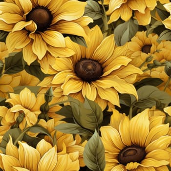 Seamless patterns with highly detailed sunflowers on different backgrounds (tiled)