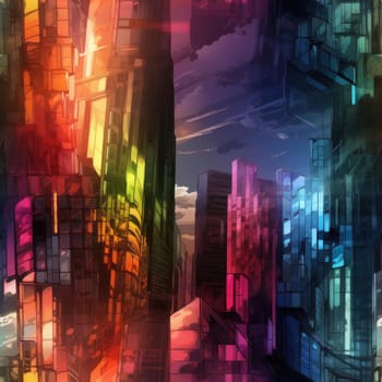 Vibrant abstract cityscape with translucent planes and trapped emotions (tiled)