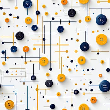 High-contrast seamless pattern of orange and blue mechanical buttons (tiled)