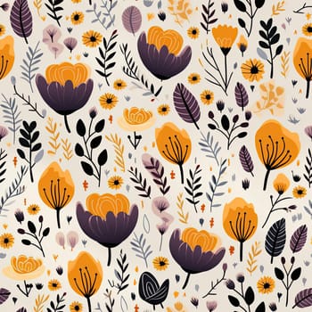 Charming orange and yellow floral pattern on a white background (tiled)