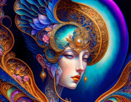 Fantasy beautiful portrait of a woman with blue eyes - Generative AI- Generative AI