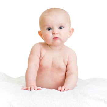 Cute baby girl standing on hands