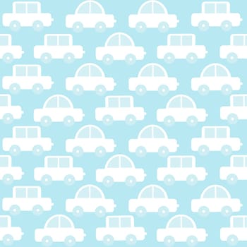 Blue baby boy seamless background with cartoon cars
