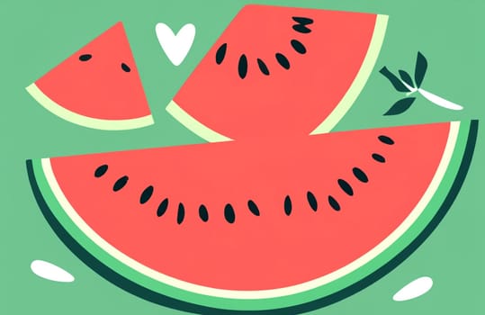 illustration of watermelon slices on a green background