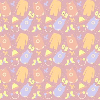 Seamless background with products for babies, newborn.