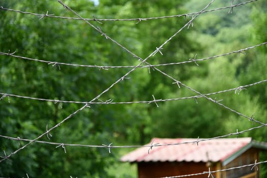 old border fence made of barbed wire