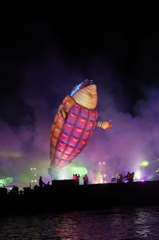 Cracow, Poland - June 4, 2022: Great Dragon Parade. The Great Outdoor Show on the Vistula River.