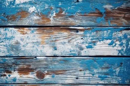 Wooden rustic background with peeled red paint. Generative AI