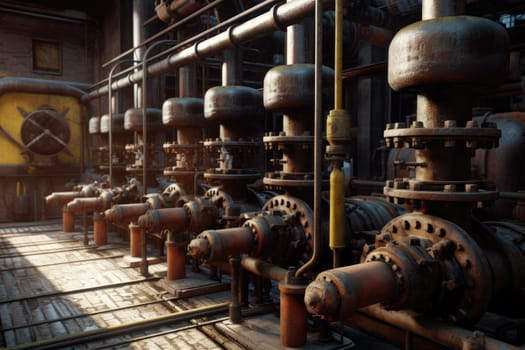 Foundry heavy industry with pipes and valves