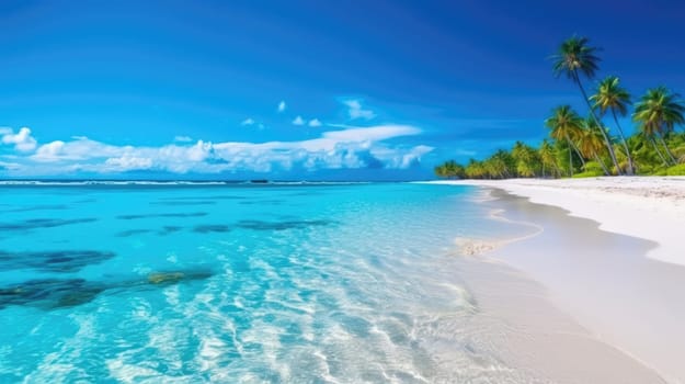 Tropical paradise beach with white sand and crystal clear blue water. Travel tourism.,Tropical paradise beach with white sand and crystal clear blue water. Travel tourism.