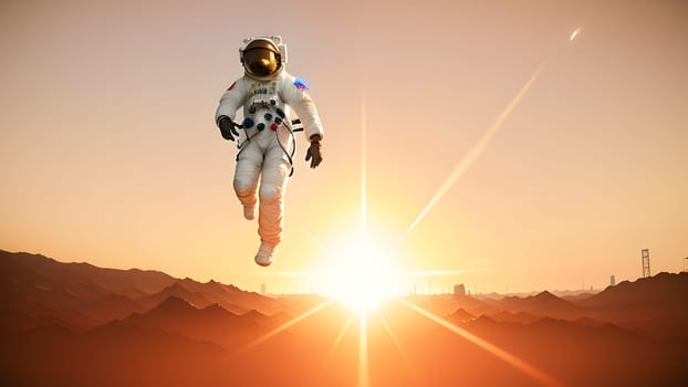 THe Astronaut walking on road - ai generated
