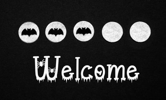 Black Halloween Background With White Dots With Bats and Text Welcome