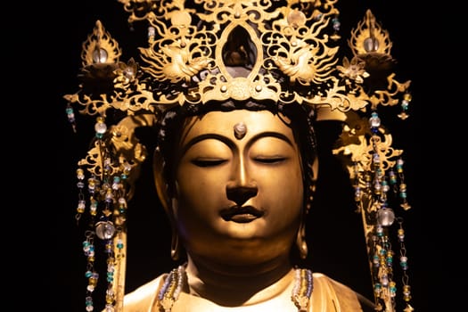 Turin, Italy - May 2023: Oriental Art Museum - Bodhisattva, 14th c.., Muromachi periods, Japan