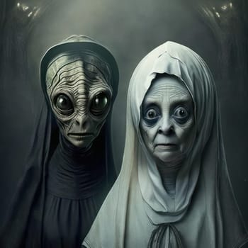 Two aliens. Image created by AI