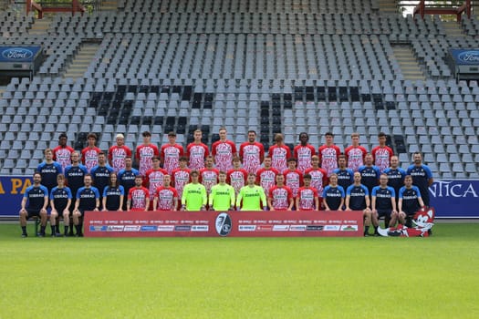 Team photo SC Freiburg II - U23 - Season 2023/24 - Back row (from left to right): Johan Manzambi,Noah Darvich ,Julian Stark,Drew Murray,Alessio Besio,Andreas Vaher,Maximilian Breunig,Hamadi Al Ghaddioui,Oscar Wiklöf,Franci Bouebari,Marco Wörner,Guillaume Furrer,Yann Sturm  Middle row (from left to right): Andreas Birkigt (team doctor),Martin Schweizer (sporting director),Moritz Walther (athletics coach),Felix Roth (liaison coach),Noah Wagner,Jihan Lee,Sandrino Braun,Fabian Rüdlin,Davino Knappe,Gabriel Pellegrino,Felix Allgaier,Thomas Stamm (coach),Uwe Staib (assistant coach),Valentin Vochatzer (assistant coach / video analysis),Frank Kackert (goalkeeper coach)  Front row (from left to right): Nikos Karvouniaris (team doctor),Lisa Bode (team doctor),Hubert Mahler (Head of Medicine & Athletics),Thea Löffler (Team Manager),Patrick Lienhard,Philip Fahrner,Jaaso Jantunen,Niklas Sauter,Laurin Mack,Alexander Lungwitz,Mika Baur,Larissa Kern (physiotherapist),Marc Klingenstein (physiotherapist),Dominik Schelb (team organiser),Hendrik Michel (kit manager)