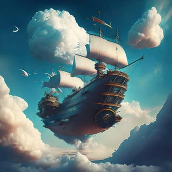 A ship in the sky. Image created by AI