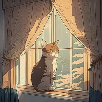 Cat at the window. Image created by AI