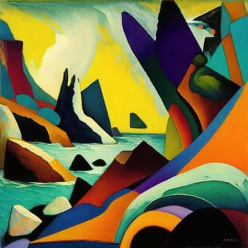 Rocks on the sea. Image created by AI