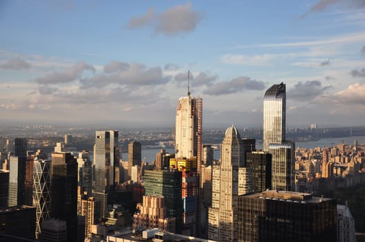 Bird's eye view of the skyline of New York City, USA