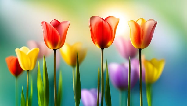 Colorful tulip flowers - Generative AI