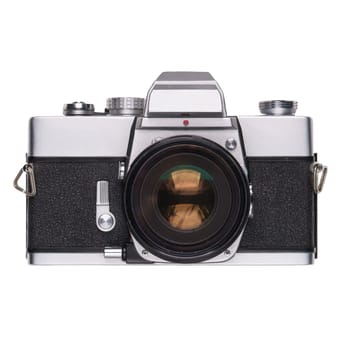 vintage old film camera isolated on white background
