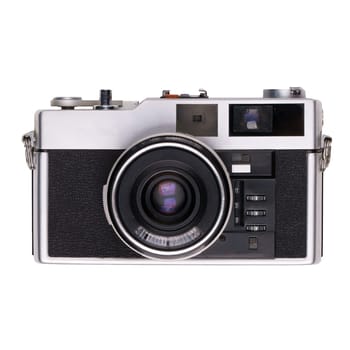 vintage old film camera isolated on white background