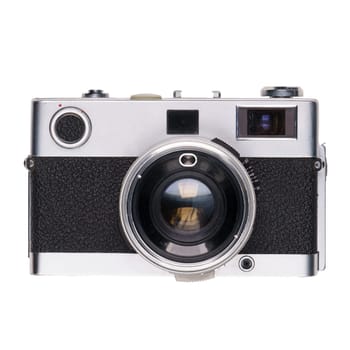 vintage old film camera isolated on white background