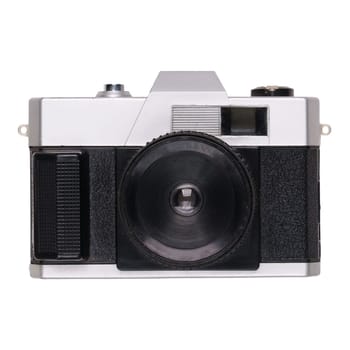 vintage old film camera isolated on white background