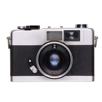 vintage old film camera isolated on white background