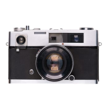 vintage old film camera isolated on white background
