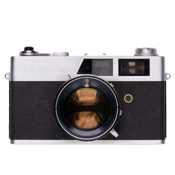 vintage old film camera isolated on white background